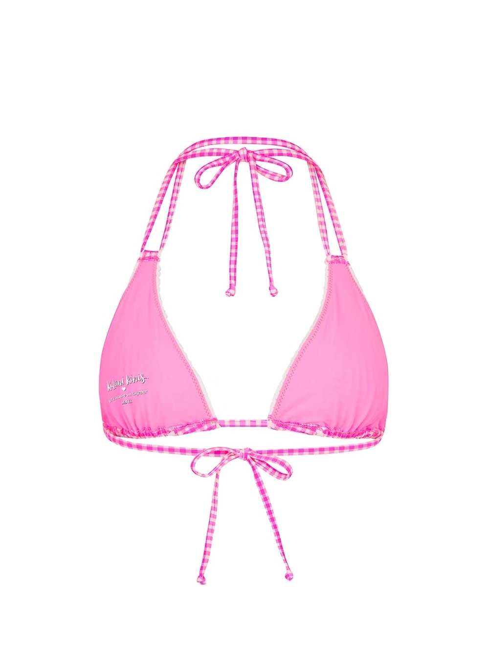 Kulani Kinis Pink Diva Gingham Halter Bikini Top Size L NWT - Picture 12 of 16